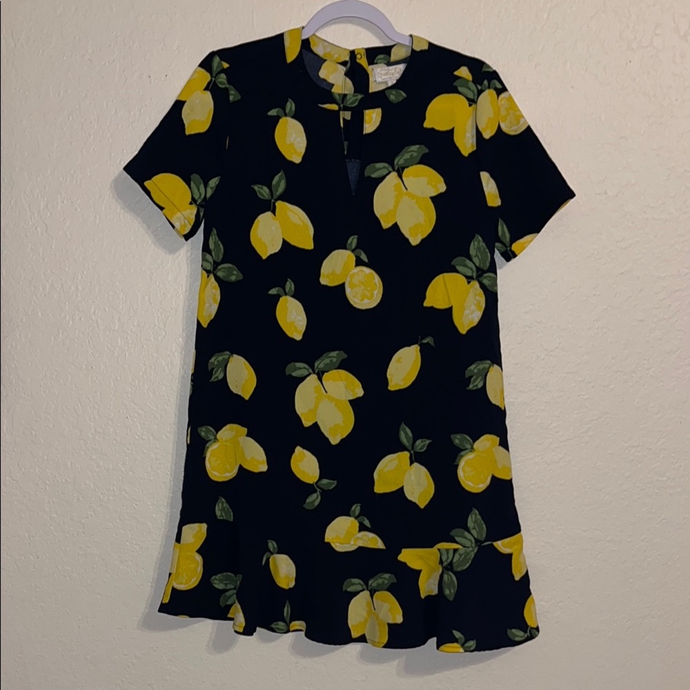 Mud Pie Lemon Print Dress Short Sleeve Garden Party BBQ Casual - Picture 2 of 5